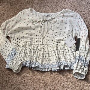 O'Neill White and Blue Patterned Blouse